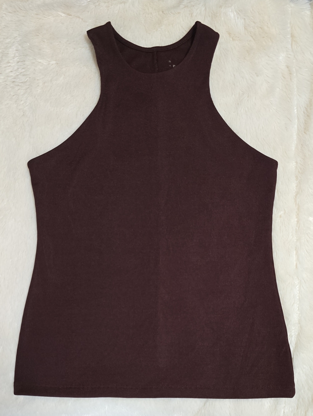 a new day Sleeveless Ribbed High-Neck Tank Top in Dark Brown (NWOT)